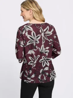 Druckbluse in floralem Dessin