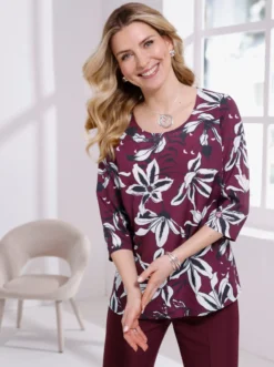 Druckbluse in floralem Dessin