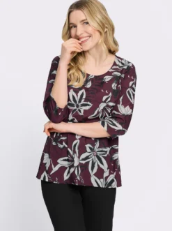 Druckbluse in floralem Dessin