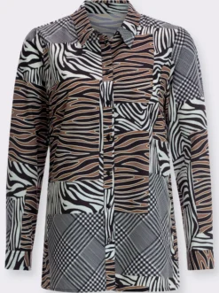 Druckbluse in Patchwork-Optik