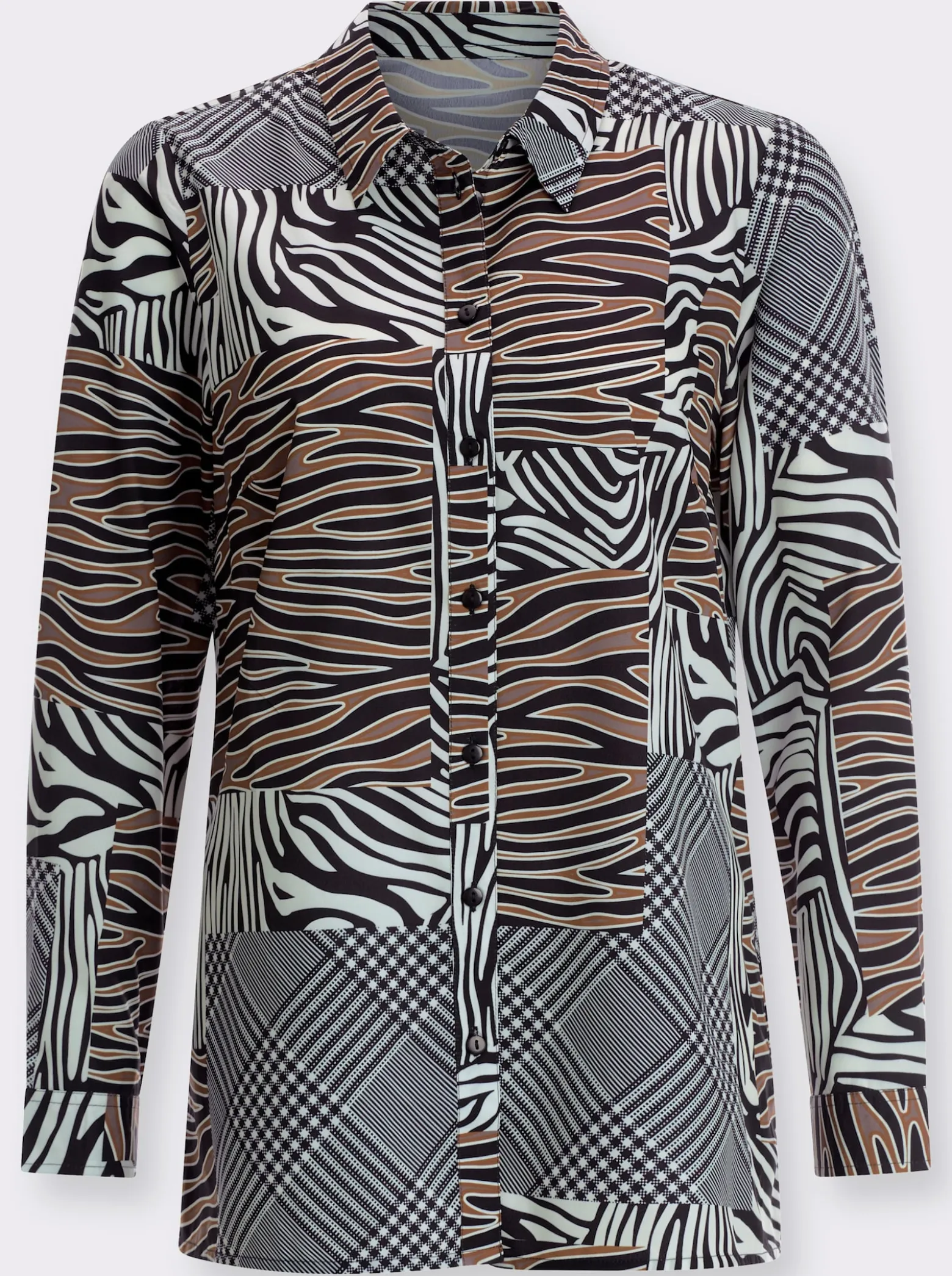 Druckbluse in Patchwork-Optik