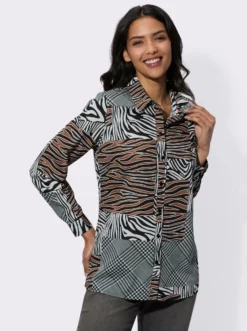 Druckbluse in Patchwork-Optik