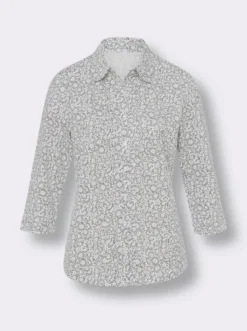 Druckbluse mit abgesteppten Biesen vorne