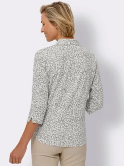 Druckbluse mit abgesteppten Biesen vorne