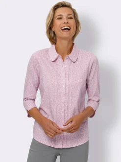Druckbluse mit abgesteppten Biesen vorne