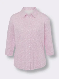 Druckbluse mit abgesteppten Biesen vorne