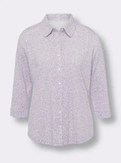 Druckbluse mit abgesteppten Biesen vorne