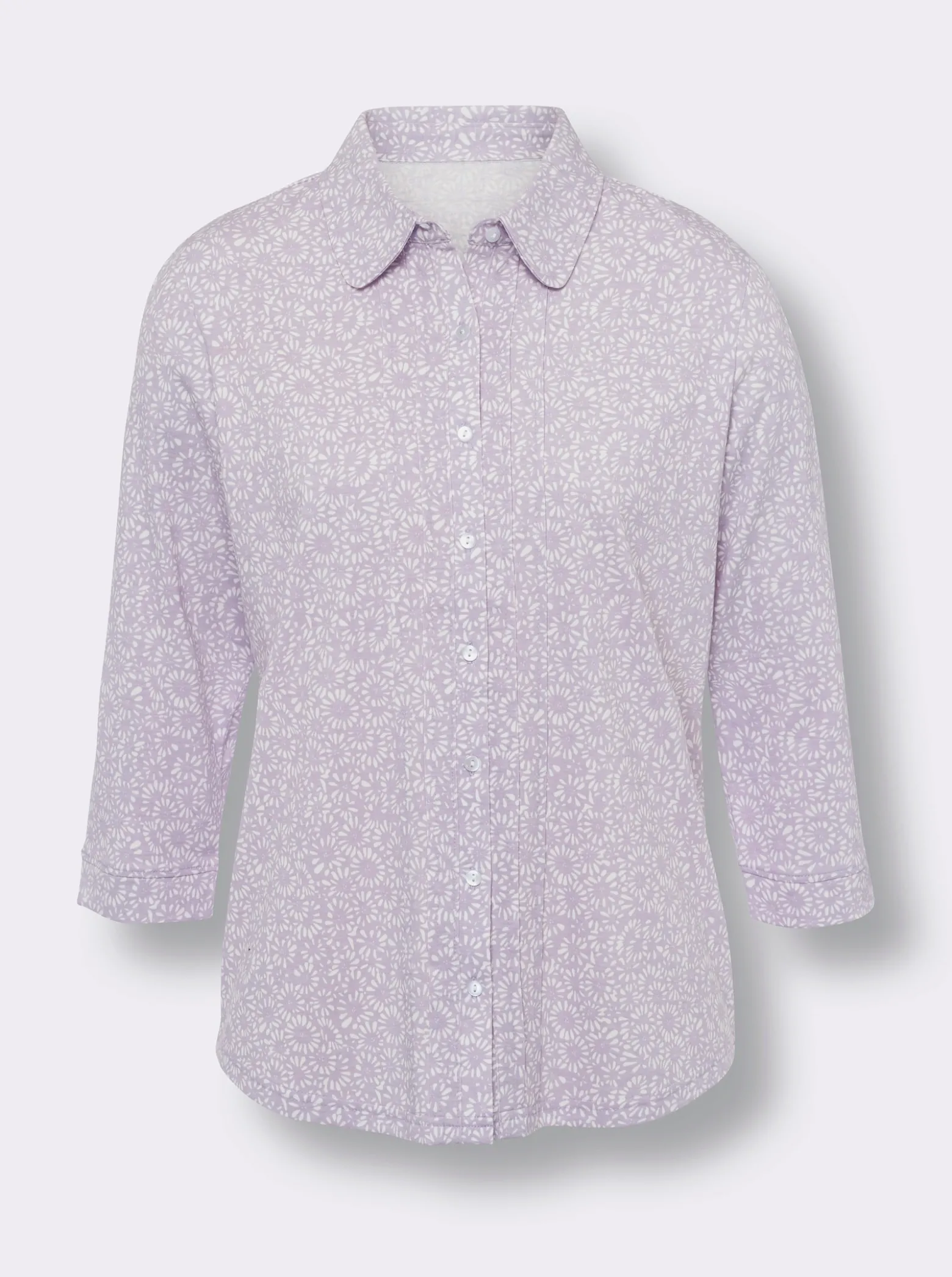 Druckbluse mit abgesteppten Biesen vorne