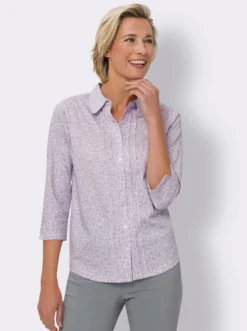 Druckbluse mit abgesteppten Biesen vorne
