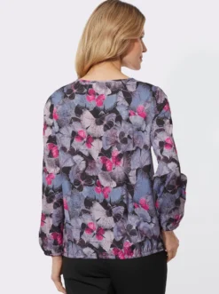 Druckbluse mit Elastik-Bündchen