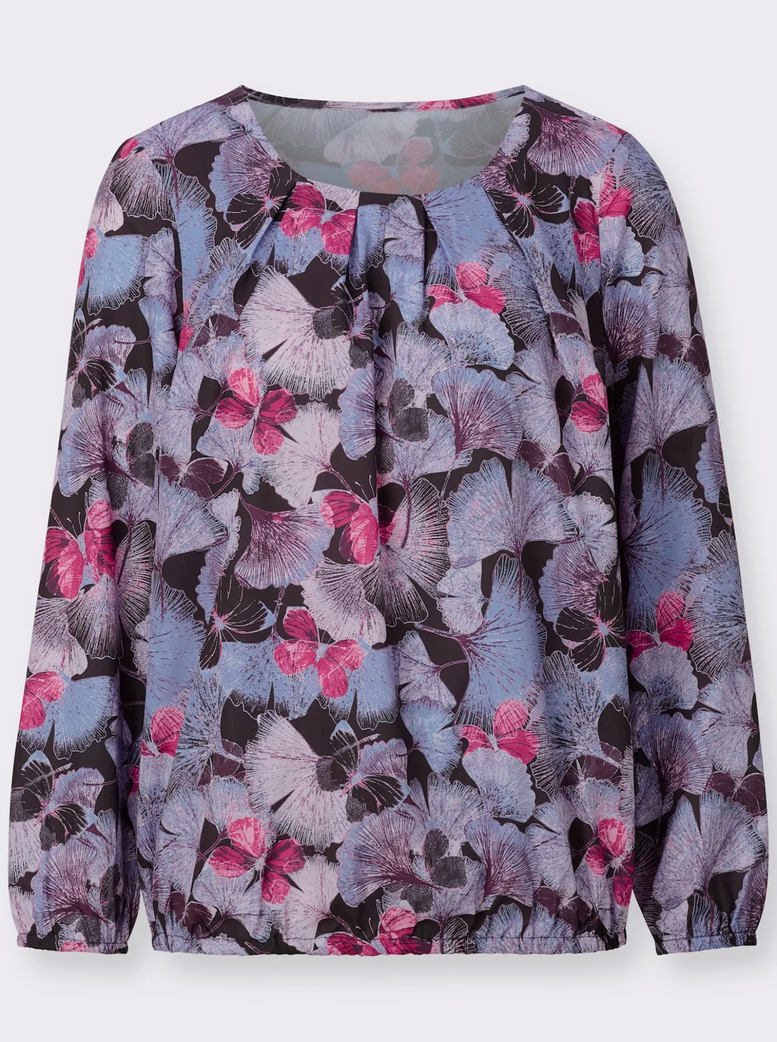 Druckbluse mit Elastik-Bündchen