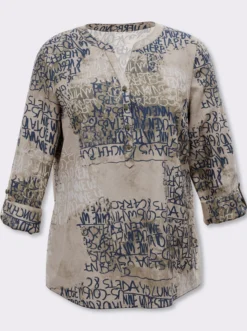 Druckbluse mit kurzer Knopfleiste