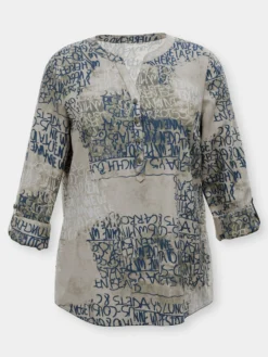Druckbluse mit kurzer Knopfleiste