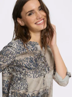Druckbluse mit kurzer Knopfleiste