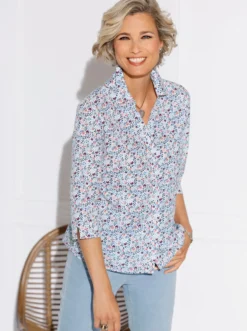 Druckbluse mit 3/4-langen Ärmeln