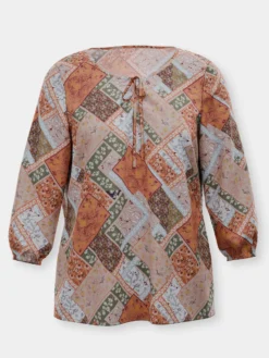 Druckbluse mit Patchwork-Muster