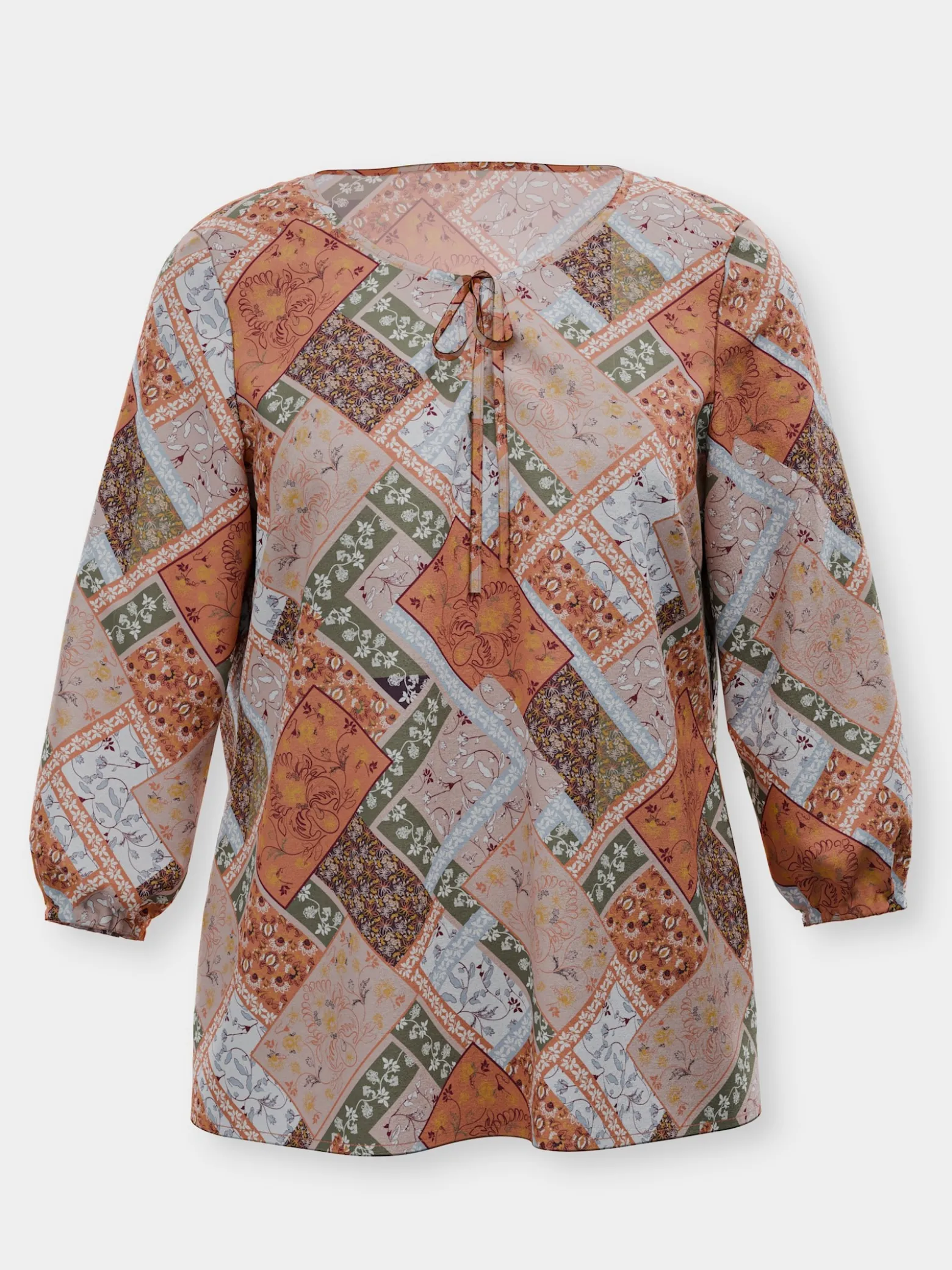 Druckbluse mit Patchwork-Muster