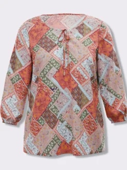 Druckbluse mit Patchwork-Muster