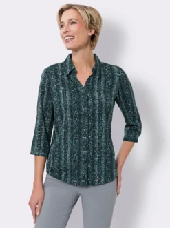 Druckbluse mit Reptil-Muster