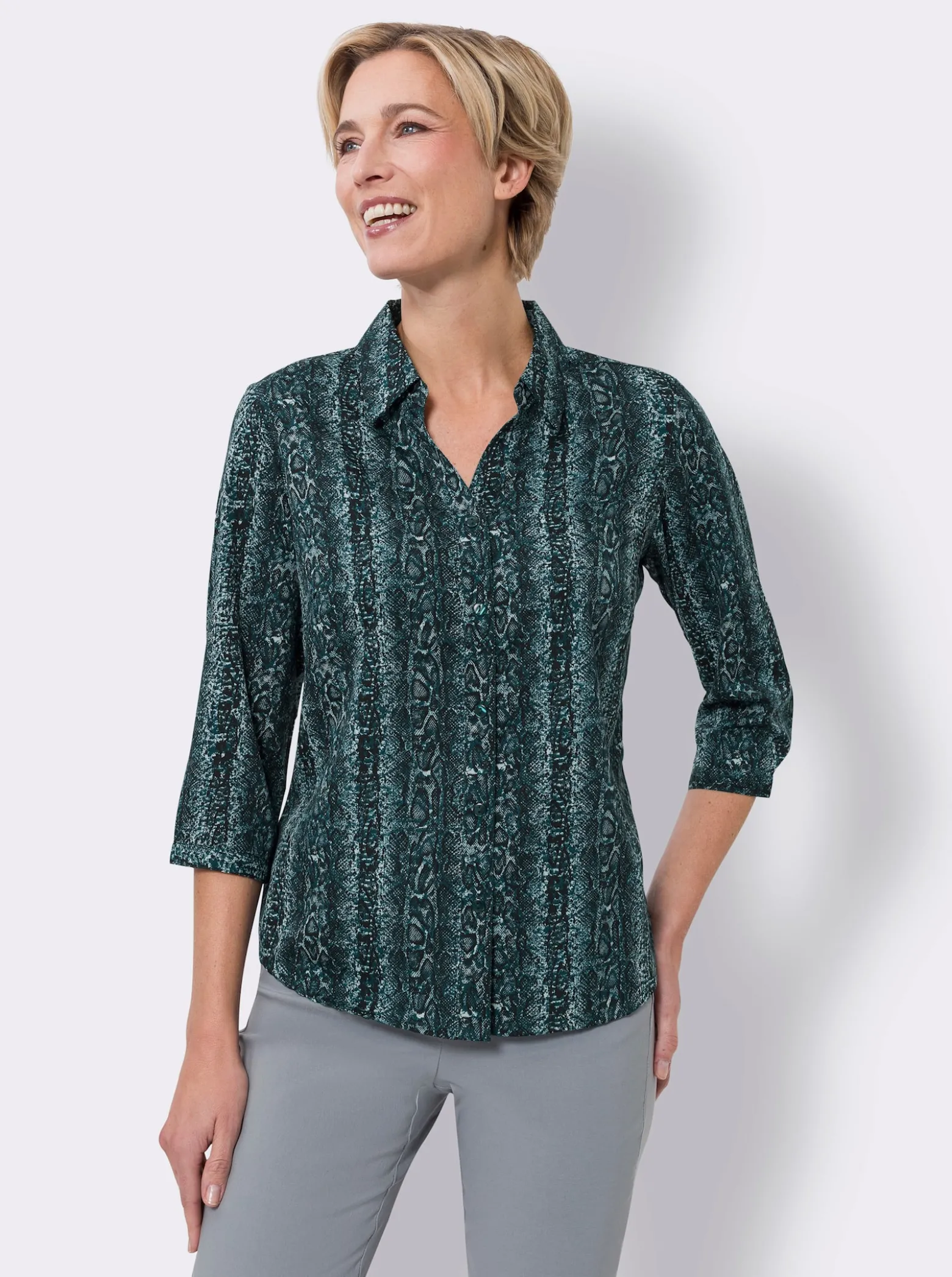 Druckbluse mit Reptil-Muster