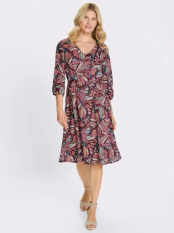 Druckkleid aus Georgette, gefüttert