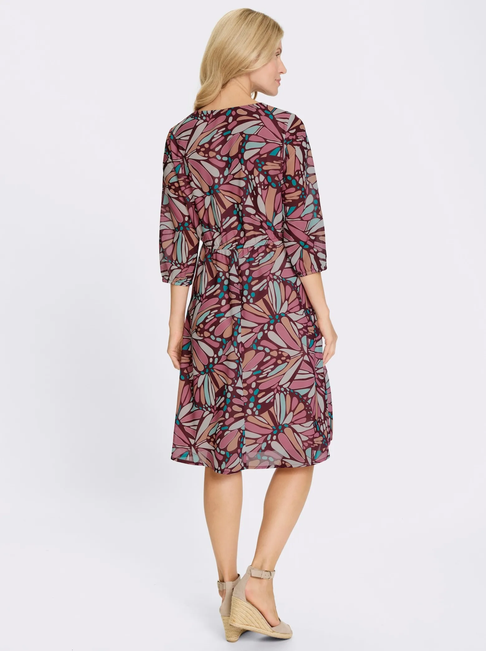 Druckkleid aus Georgette, gefüttert
