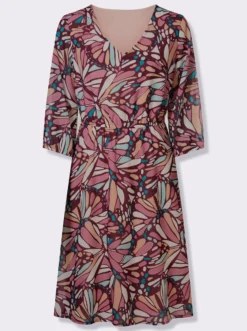 Druckkleid aus Georgette, gefüttert
