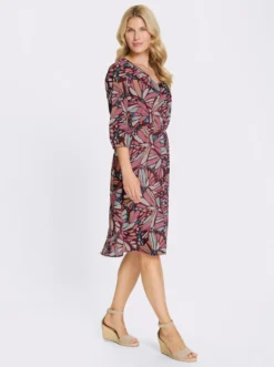 Druckkleid aus Georgette, gefüttert