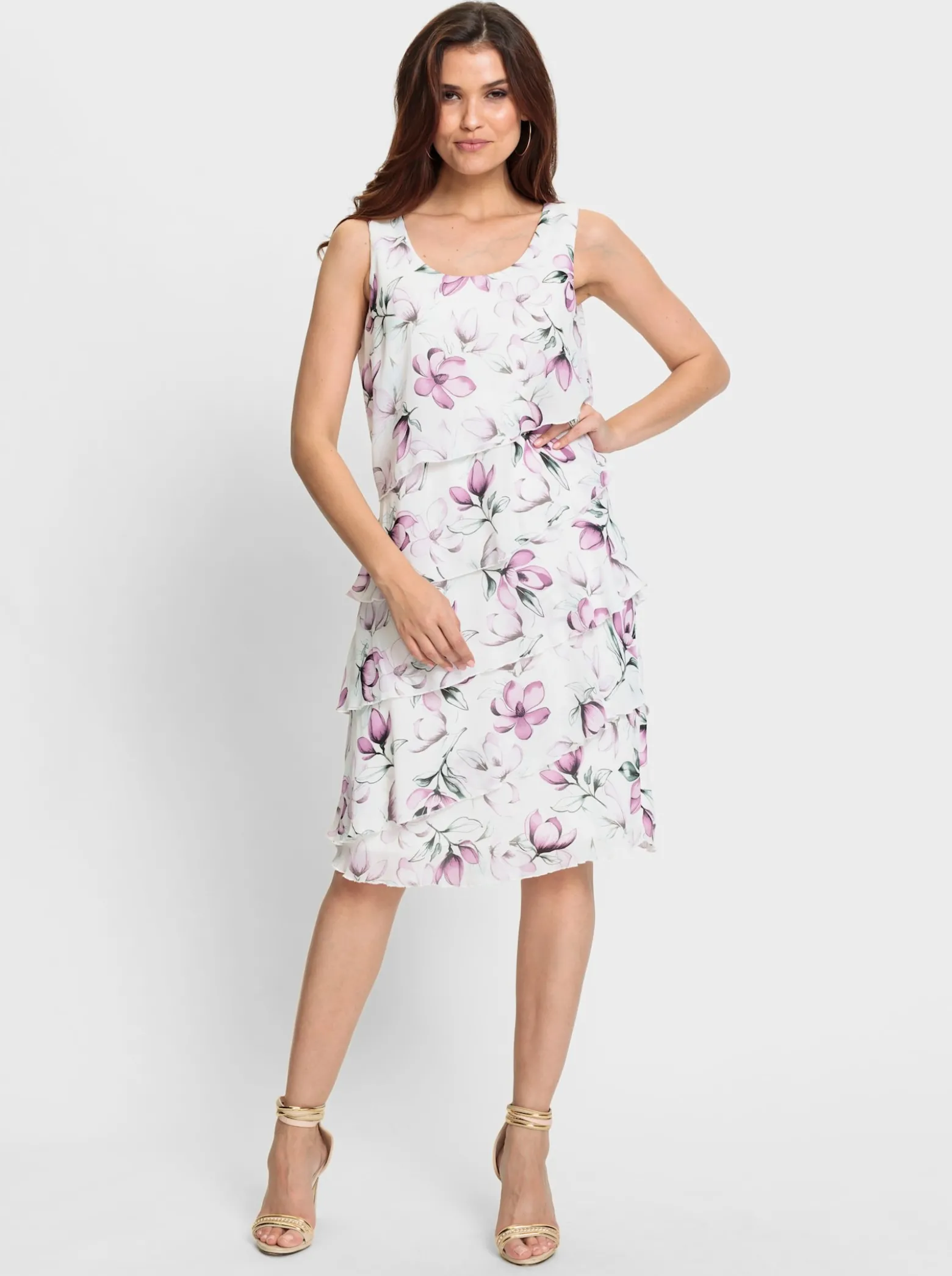 Druckkleid im Lagenlook