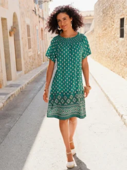Druckkleid mit Bordürendruck