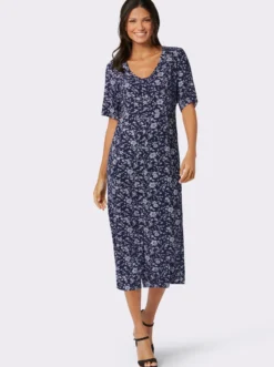 Druckkleid mit durchgehender Knopfleiste