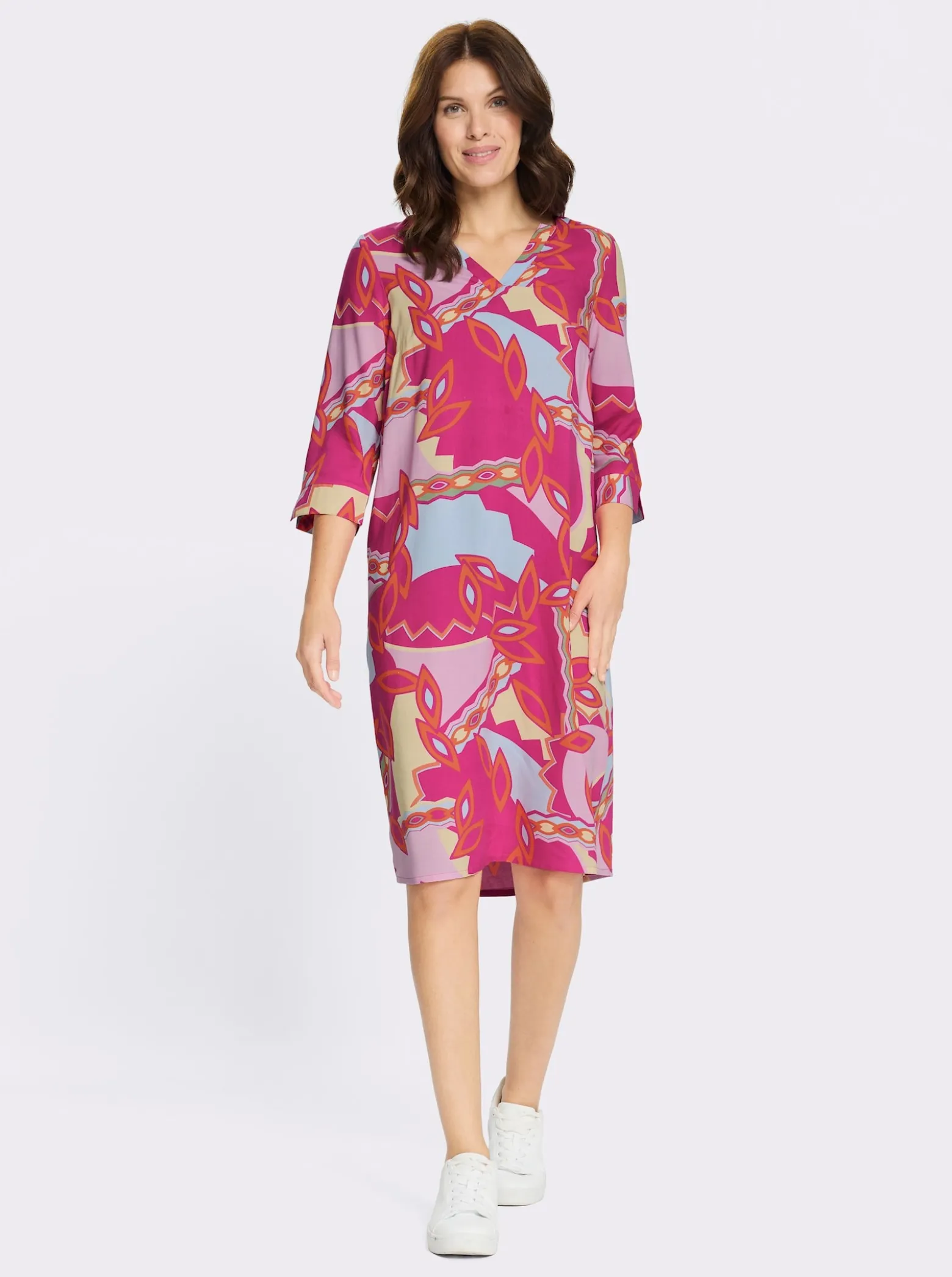 Druckkleid mit 3/4-Ärmel