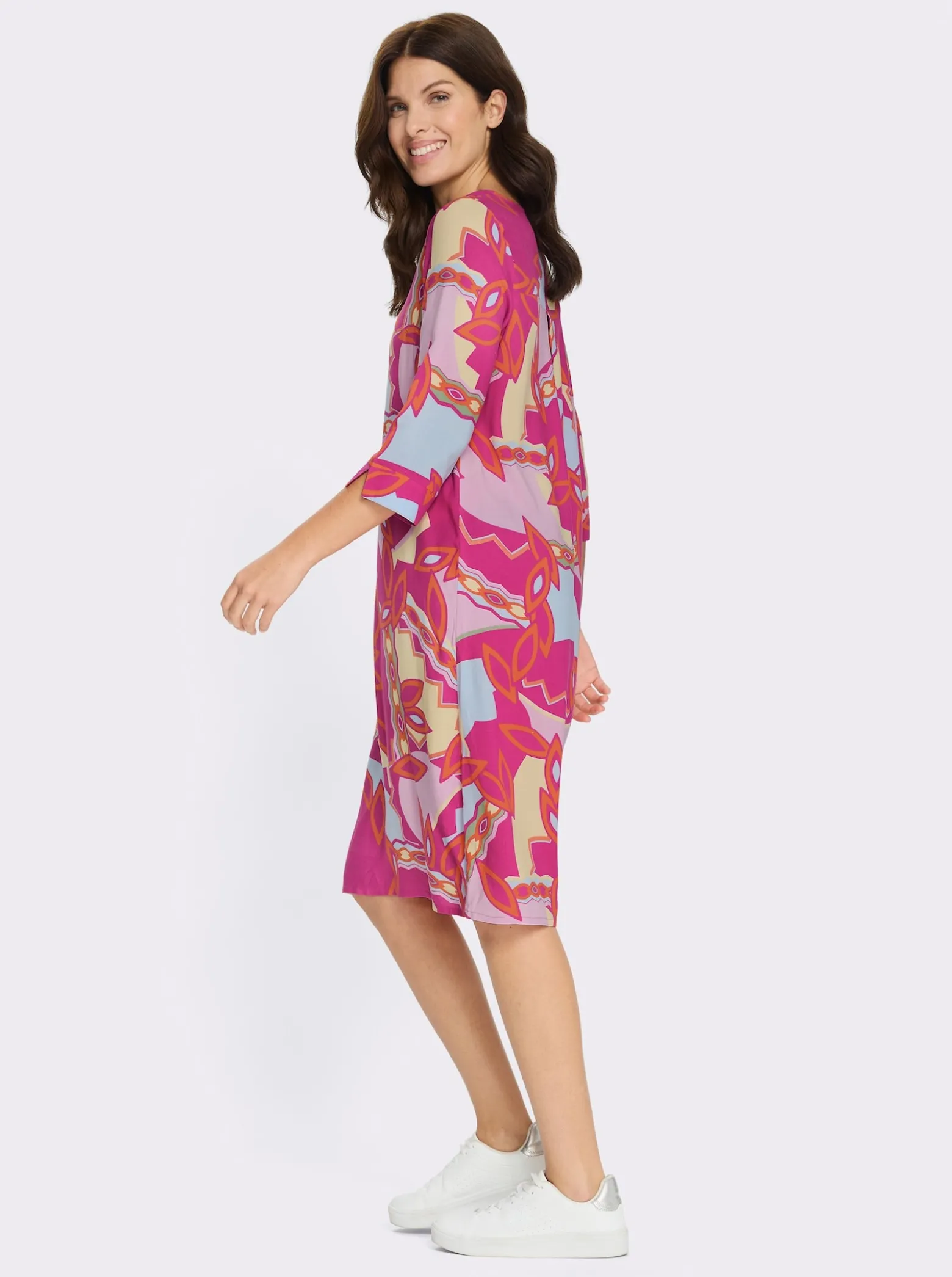 Druckkleid mit 3/4-Ärmel
