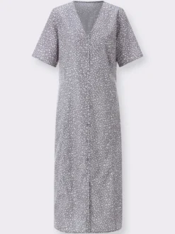 Druckkleid mit Schlitz am Saum