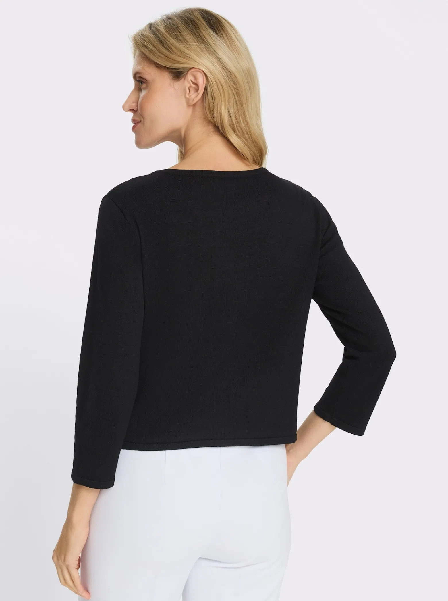 Feinstrickjacke mit Rundhals-Ausschnitt