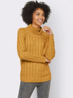 Feinstrickpullover mit Zopfmuster