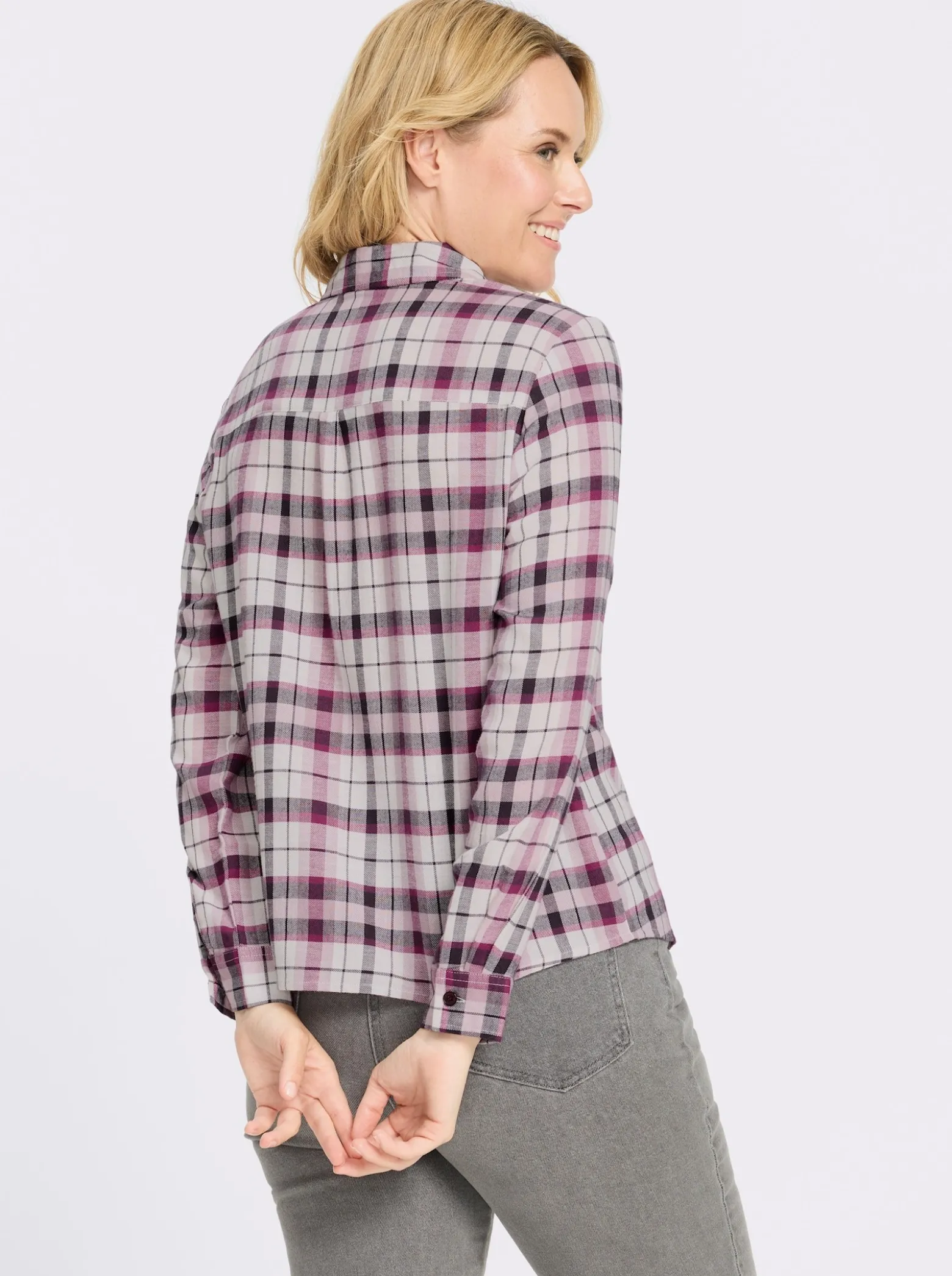 Flanellbluse aus reiner Baumwolle, Webkaro