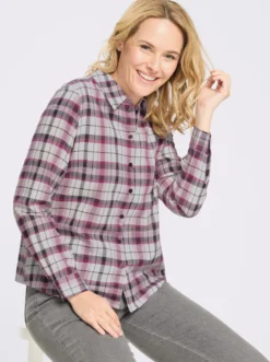 Flanellbluse aus reiner Baumwolle, Webkaro
