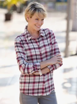 Flanellbluse aus reiner Baumwolle, Webkaro