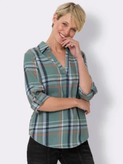 Flanellbluse im Karo-Dessin
