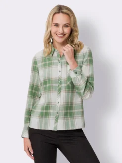 Flanellbluse mit Brusttasche