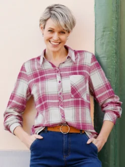 Flanellbluse mit Brusttasche