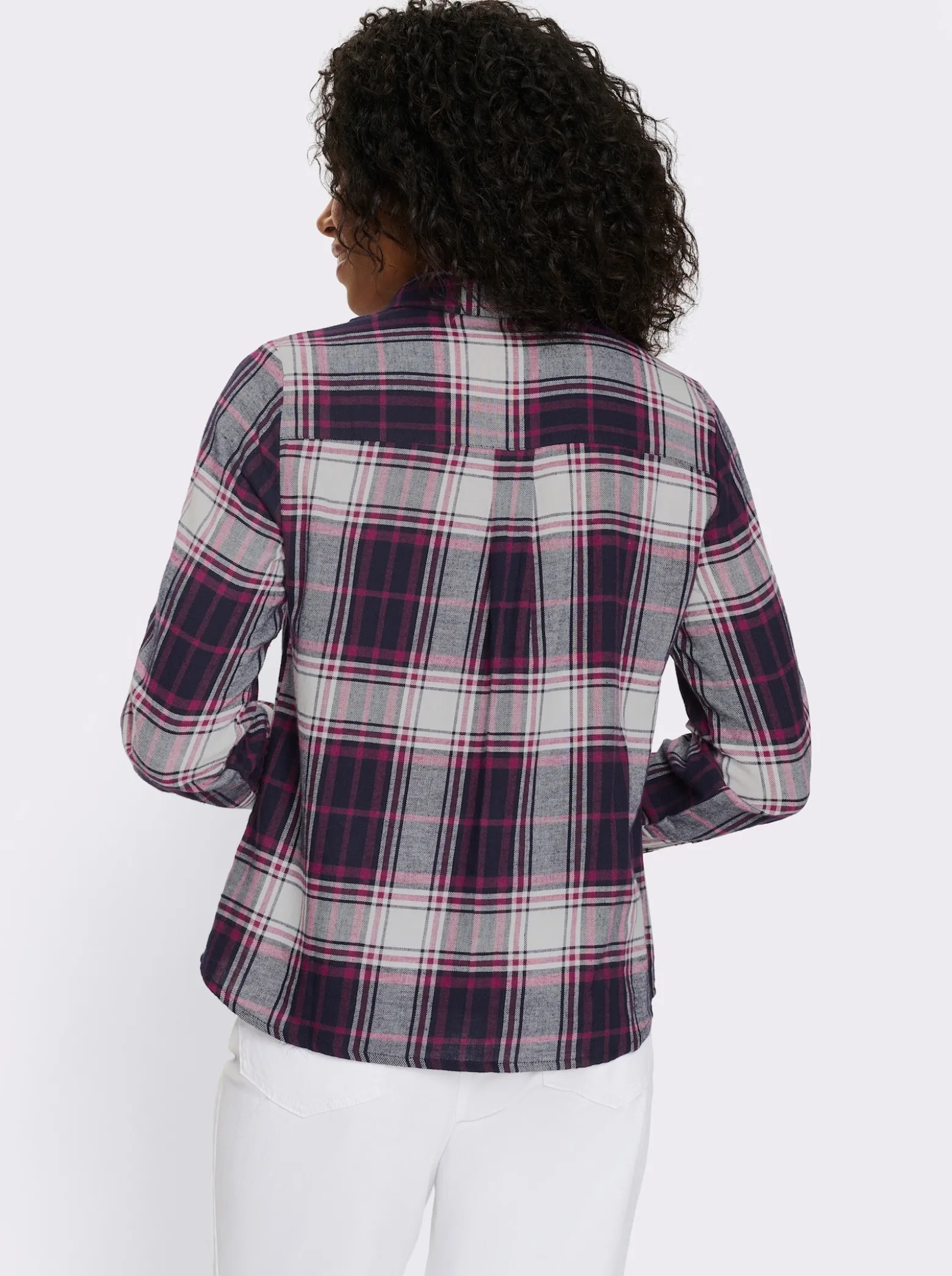 Flanellbluse mit krempelbaren Ärmeln