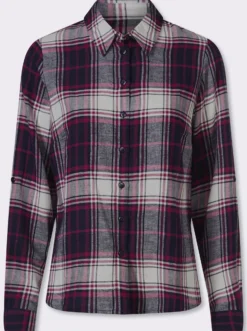 Flanellbluse mit krempelbaren Ärmeln