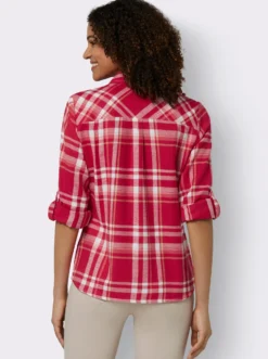 Flanellbluse mit krempelbaren Ärmeln