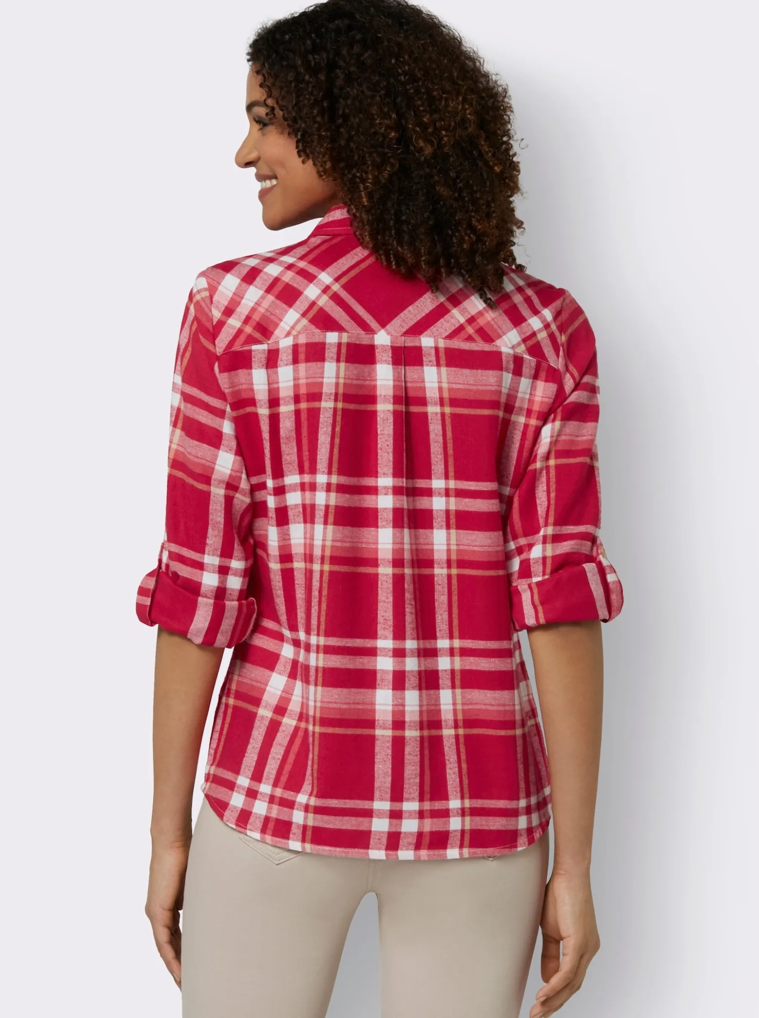 Flanellbluse mit krempelbaren Ärmeln