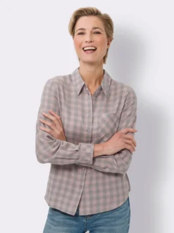 Flanellbluse mit Webkaro