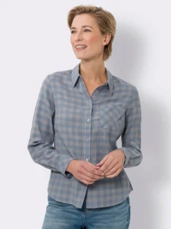 Flanellbluse mit Webkaro