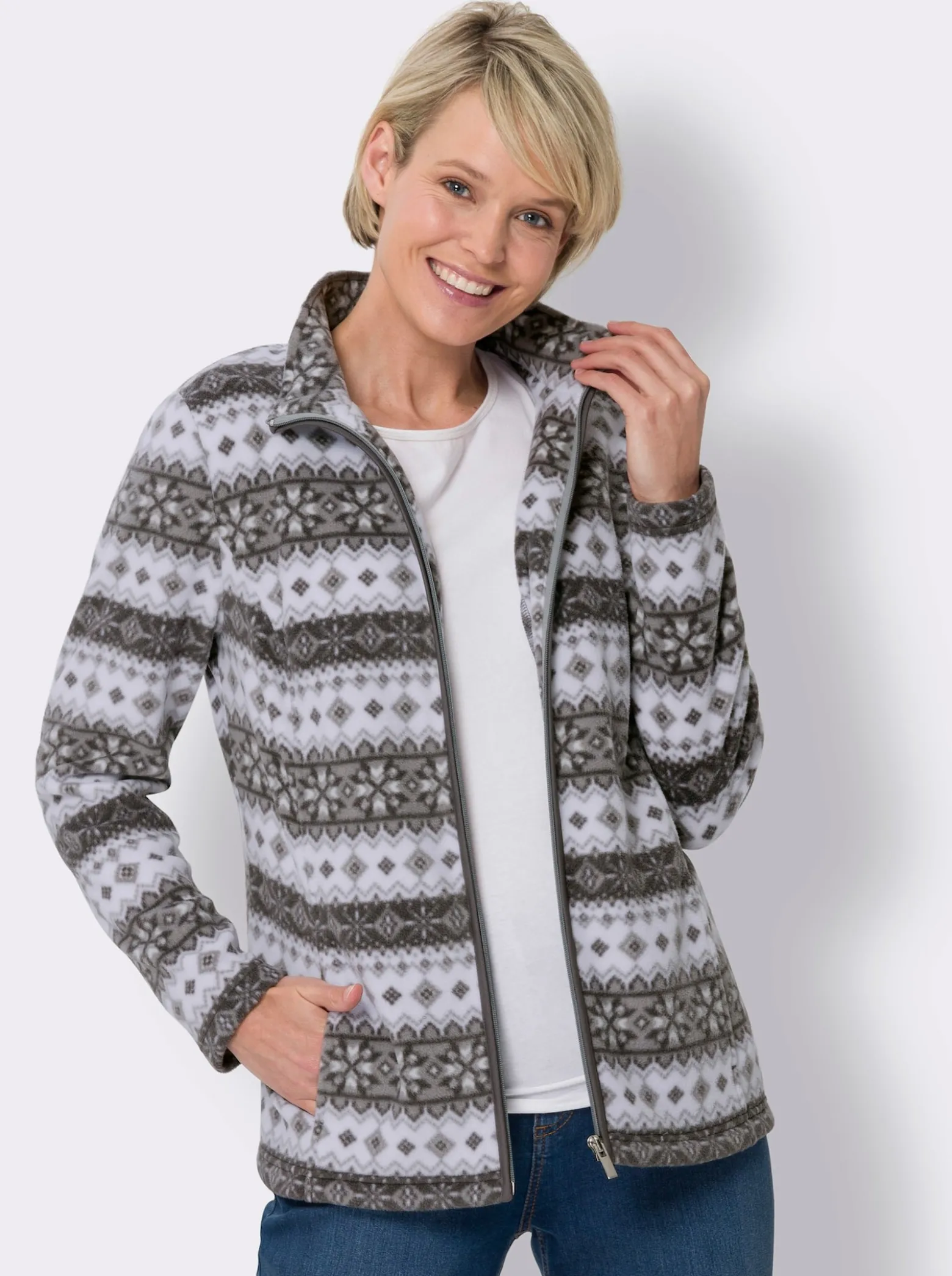 Fleecejacke im Norweger-Stil