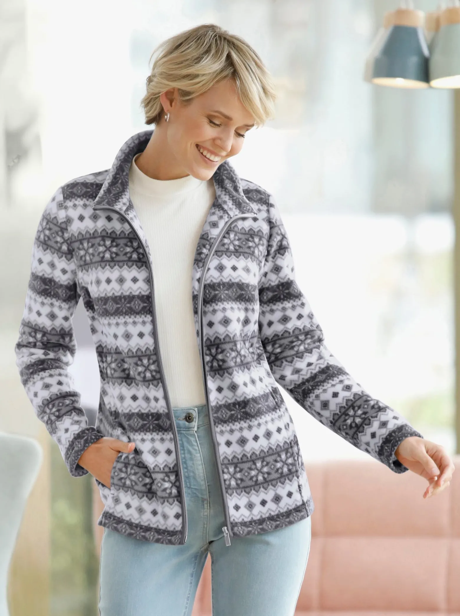 Fleecejacke im Norweger-Stil